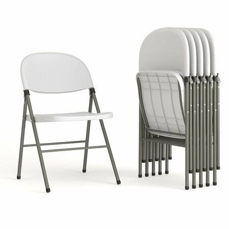 FLASH FURNITURE White Plastic Folding Chair 6-DAD-YCD-70-WH-GG